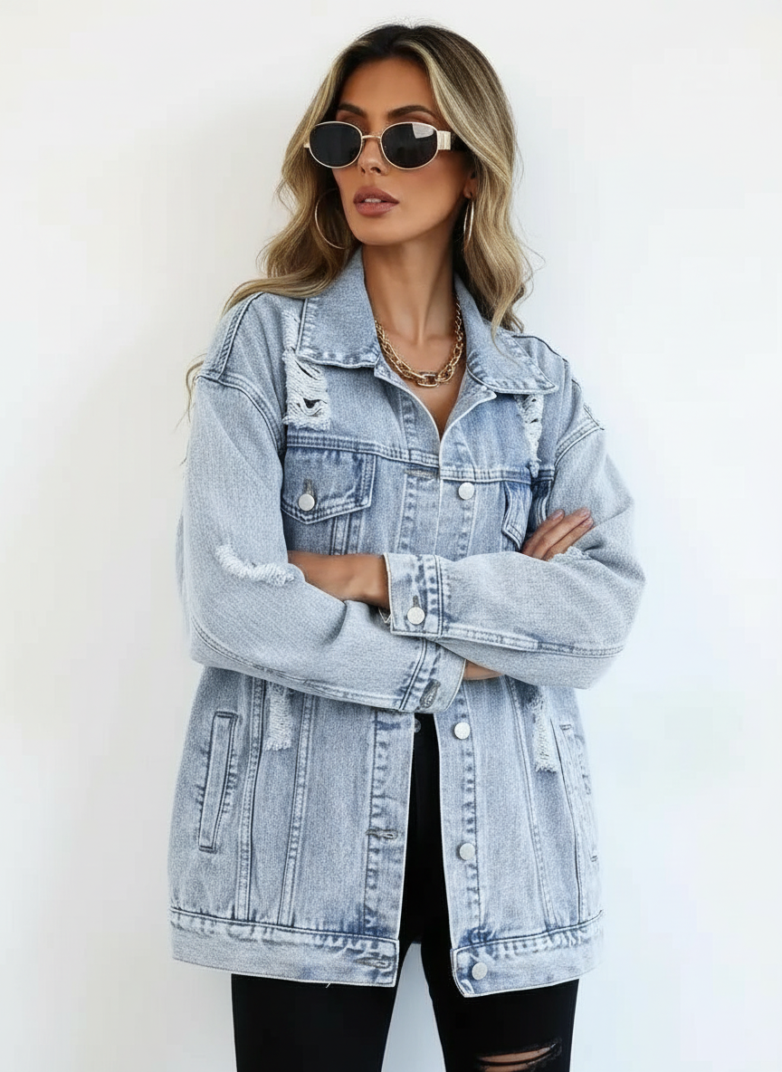 Rymlig vintage jeansjacka