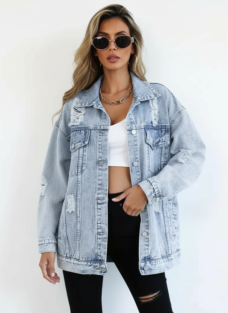 Rymlig vintage jeansjacka